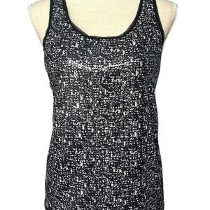 Ann Taylor Black and White Sequin Fitted Tank Top